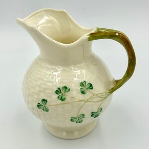Belleek Ireland Basketweave Shamrock Creamer 1997-2000 Parian China
